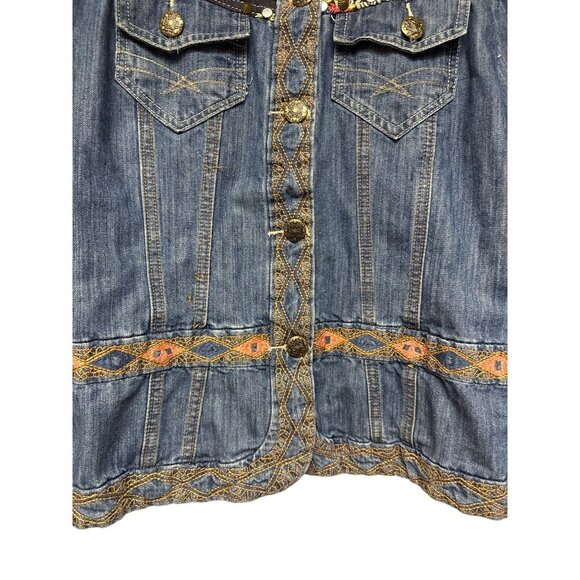 Isabel Hayley Women's Jacket Denim Jean Aztec Southwestern Embroidered Medium - Picture 3 of 10